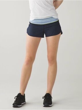 Lululemon Speed Short 4-Way Stretch Size 8 Inkwell Blue Neon Running Shorts